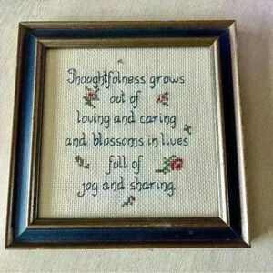 Vintage 80’s framed needlepoint Cross Stich